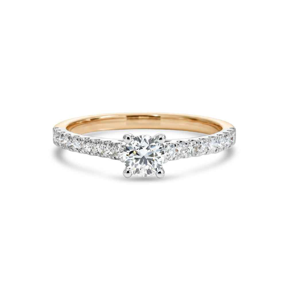 Claw Set Solitaire With Shoulder Diamonds 0.76ct TDW - 2-Tone - Watsons Jewellers
