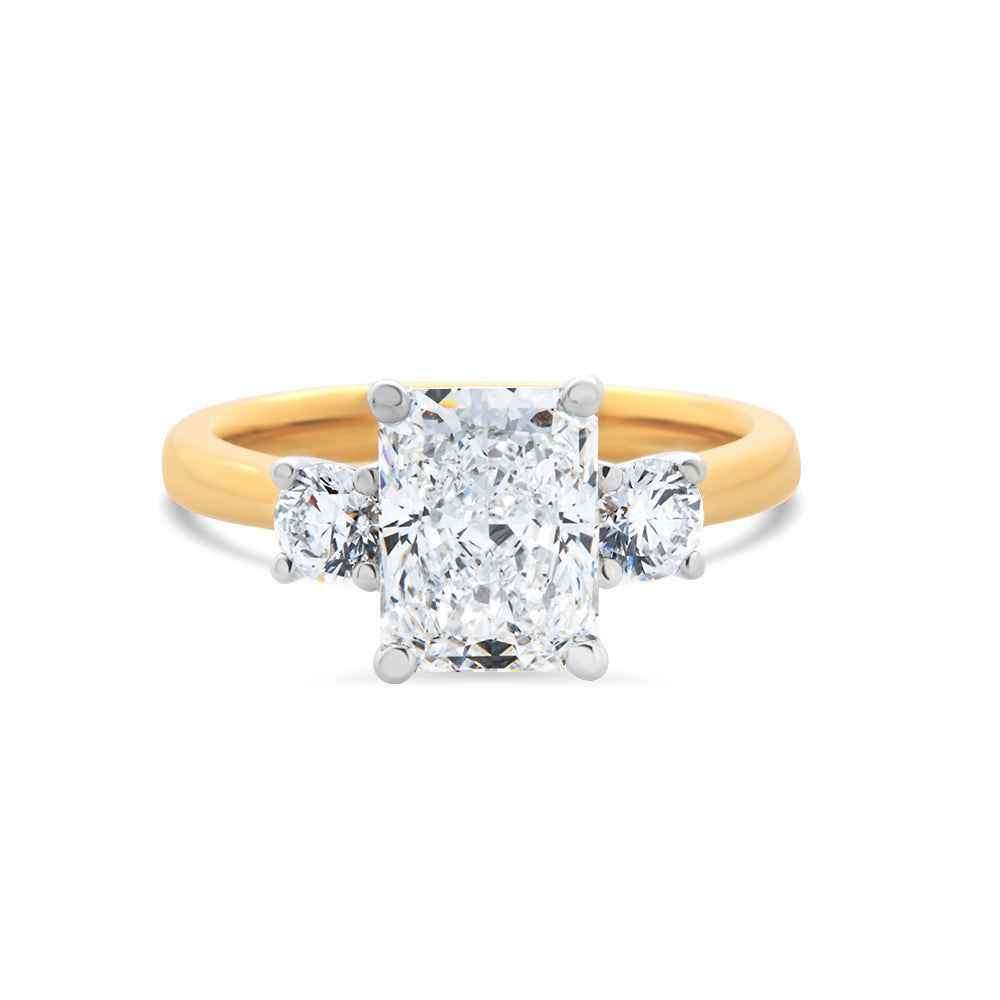 Claw Set Radiant & Brilliant Cut Lab Grown 3 Stone Diamond Ring - Watsons Jewellers