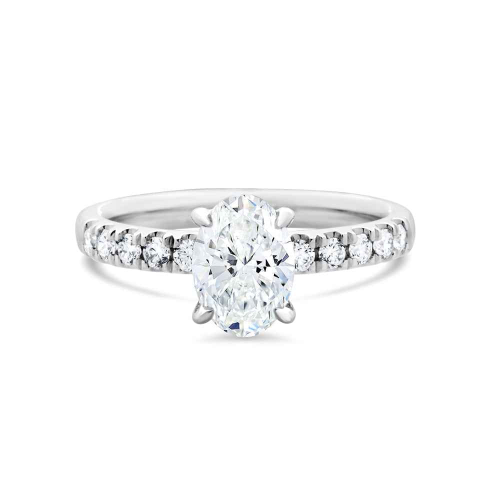 Lab Grown Oval Solitaire Ring with Shoulder Diamonds 1.25ct - Watsons Jewellers