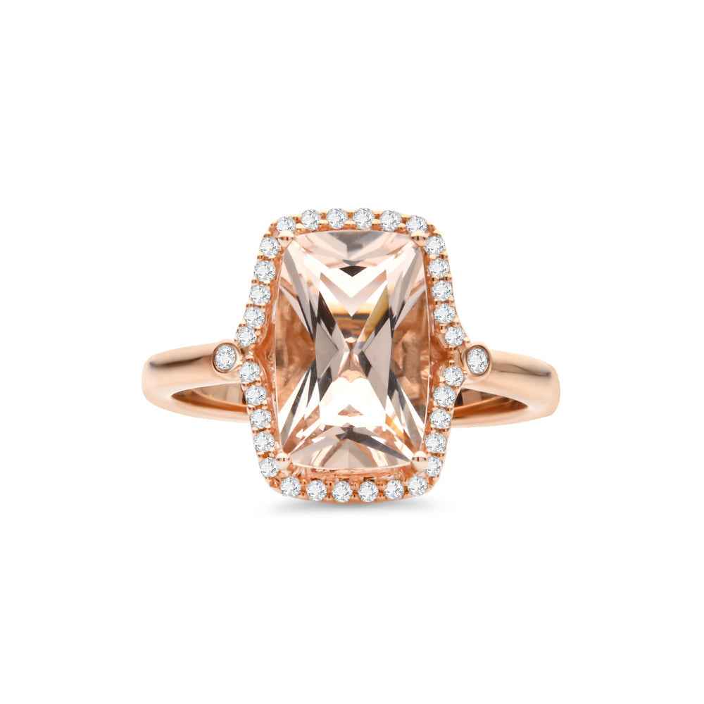 Vintage Morganite & Diamond Ring