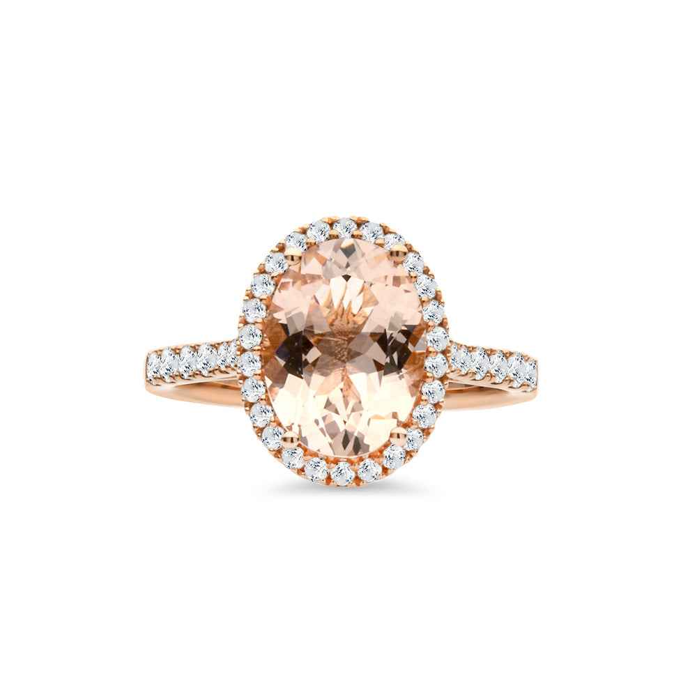 Morganite & Diamond Oval Ring