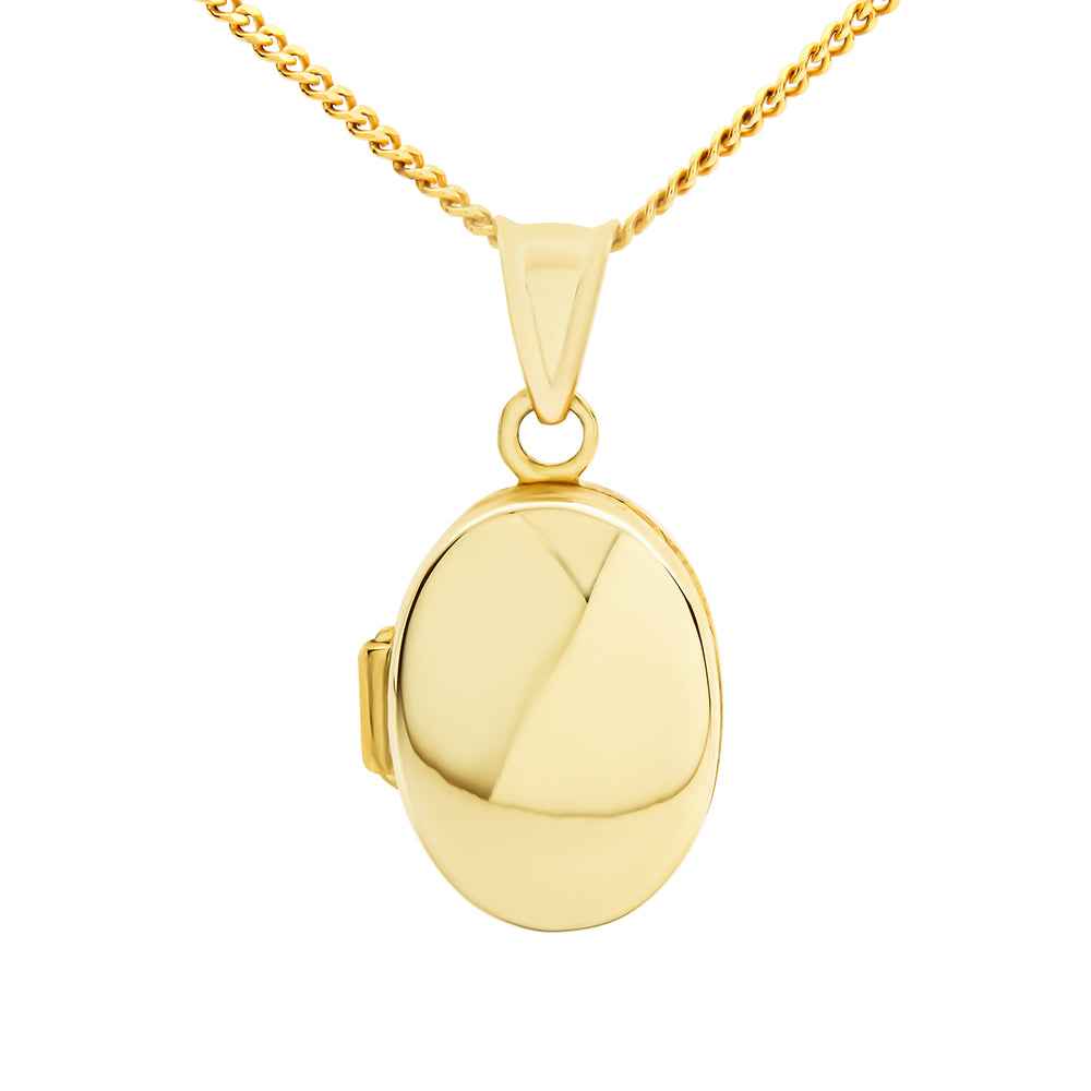 Small Yellow Gold Oval Locket 14x10mm