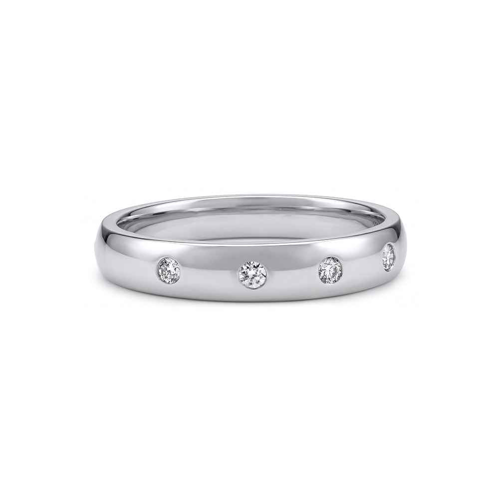 Flush Set Mined Diamond Ring 0.11ct TDW - White Gold