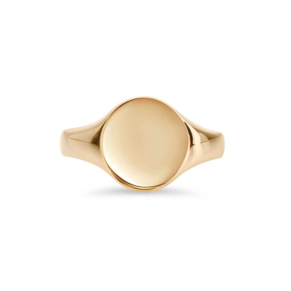 Oval Signet Ring 14X12mm - Yellow Gold