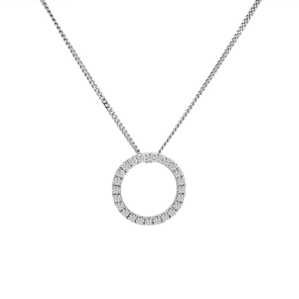 Claw Set Circle Necklace 0.50ct - White Gold