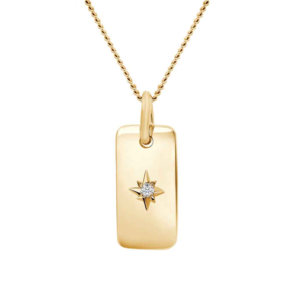 Star Set Oblong Pendant Necklace