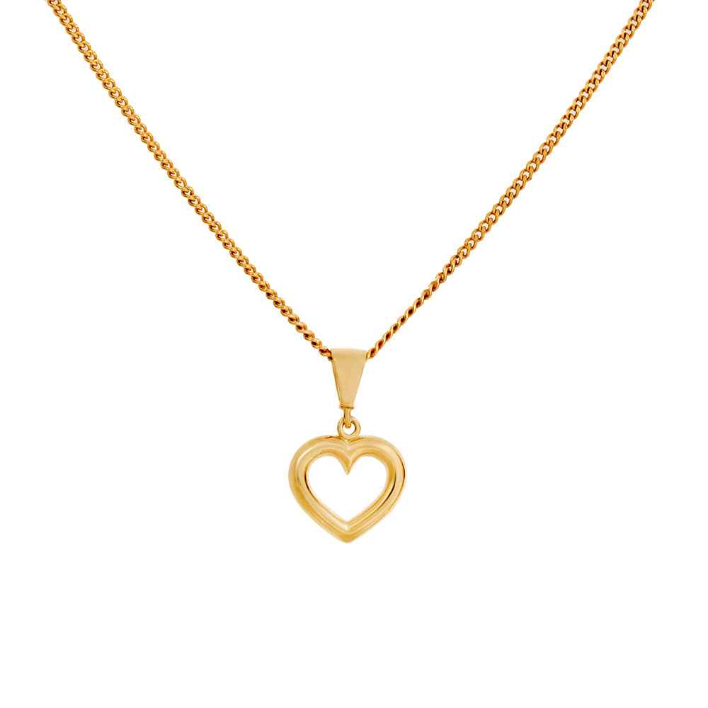 Open Heart Necklace 10mm - Yellow Gold
