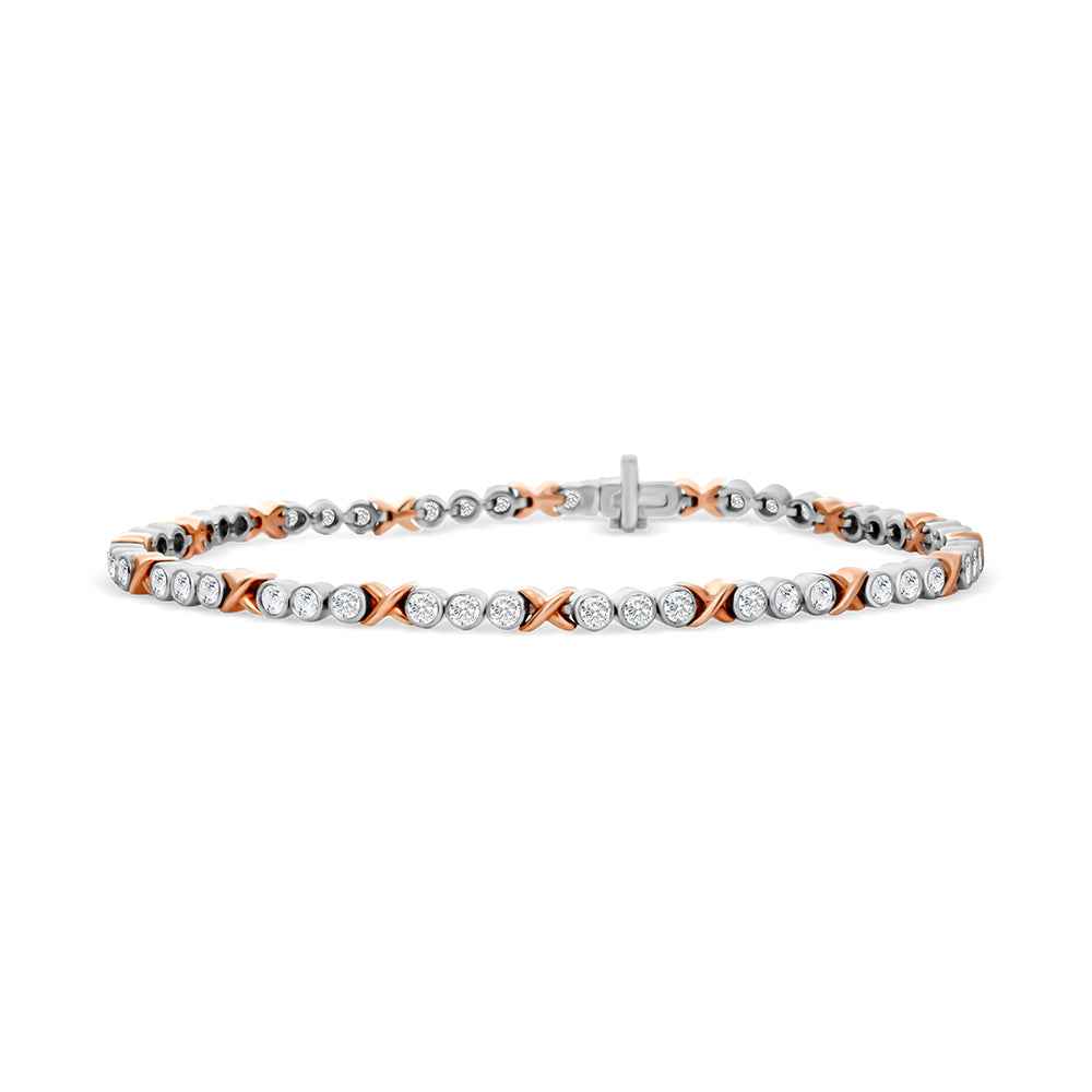 Bezel Set Diamond Tennis Bracelet with X