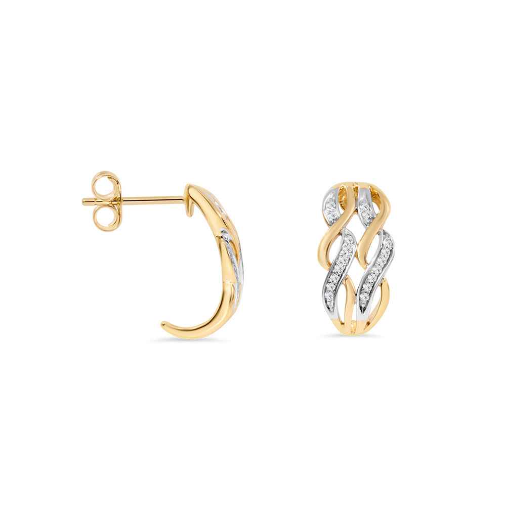 Braided Diamond Earrings - Two Tone