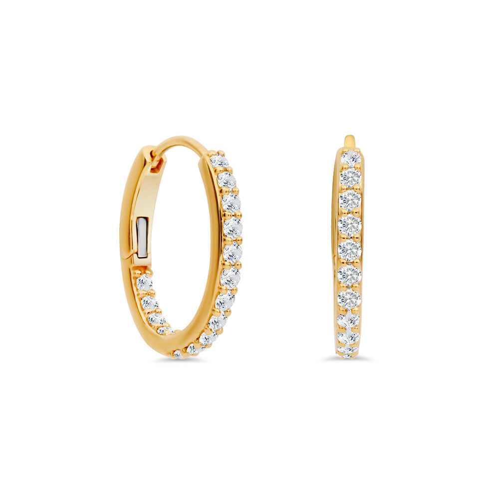 Yellow Gold Claw Set Diamond Huggies