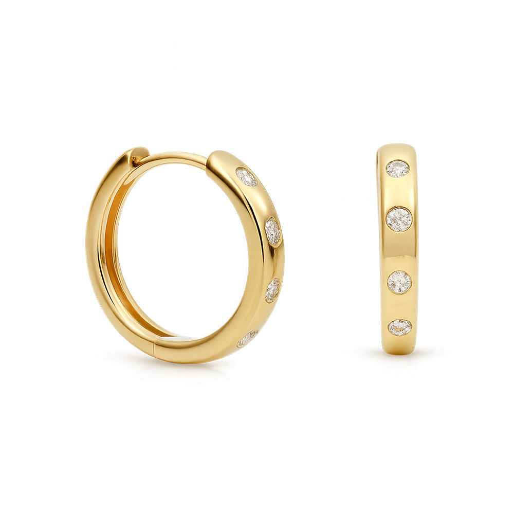 Flush Set Diamond Huggie Earrings