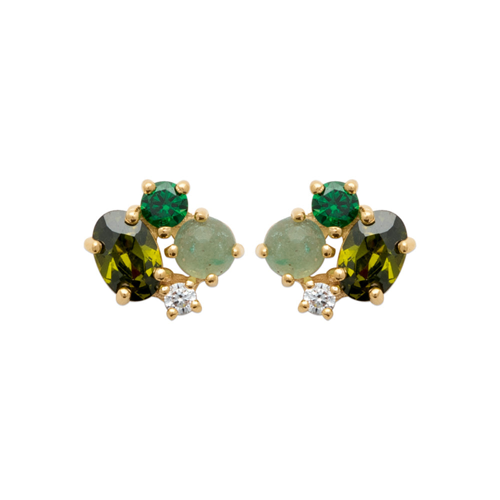 Bobbi Grace- Green Stone Stud Earrings