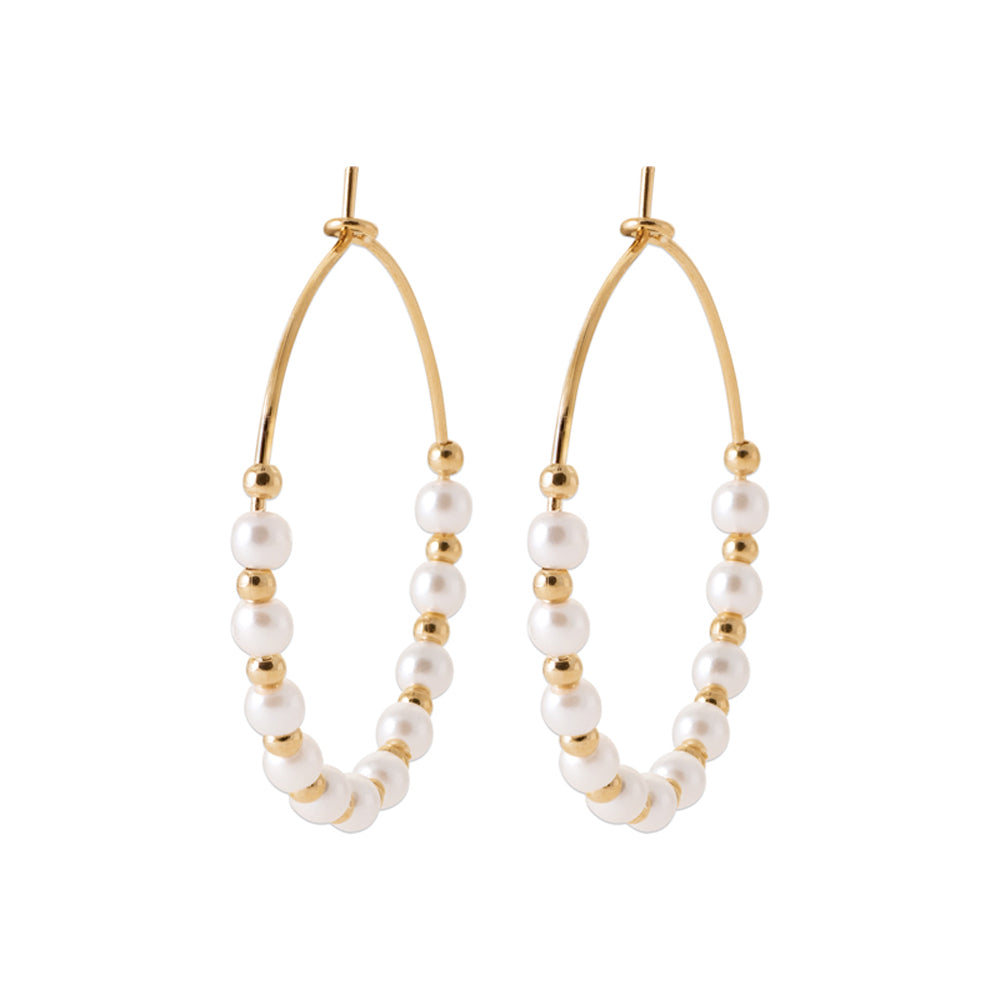 Bobbi Grace - Synthetic Pearl Hoop Earrings