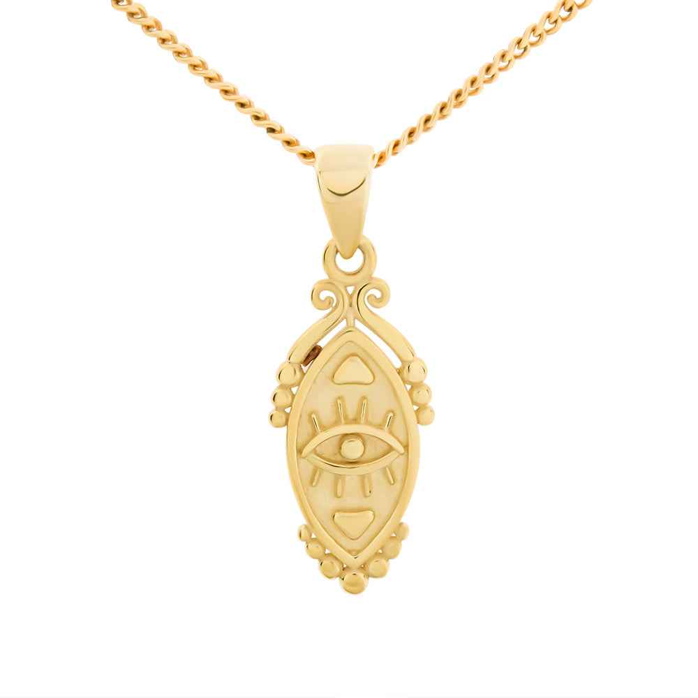 Evil Eye Pendant Necklace in 9ct Yellow Gold