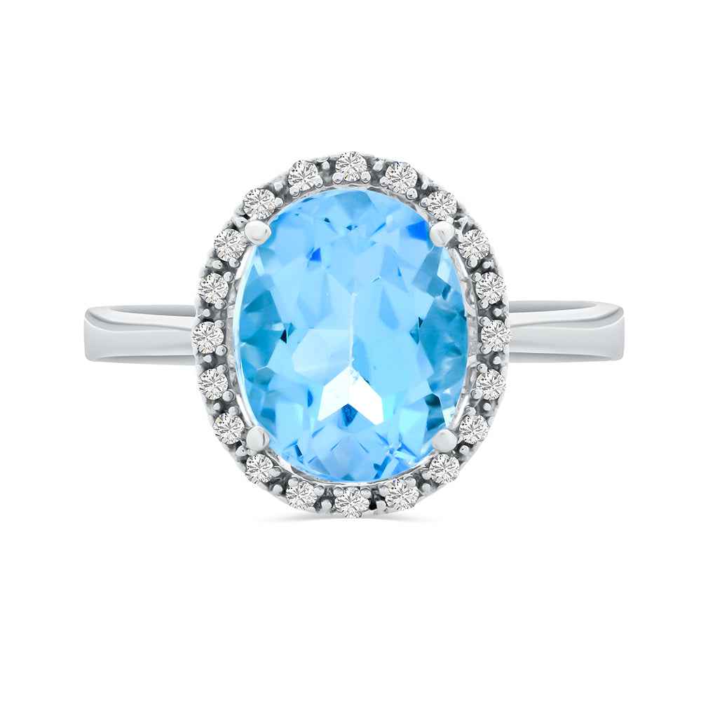 Blue Topaz & Diamond Ring