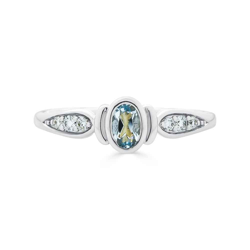 Aquamarine & Diamond Ring