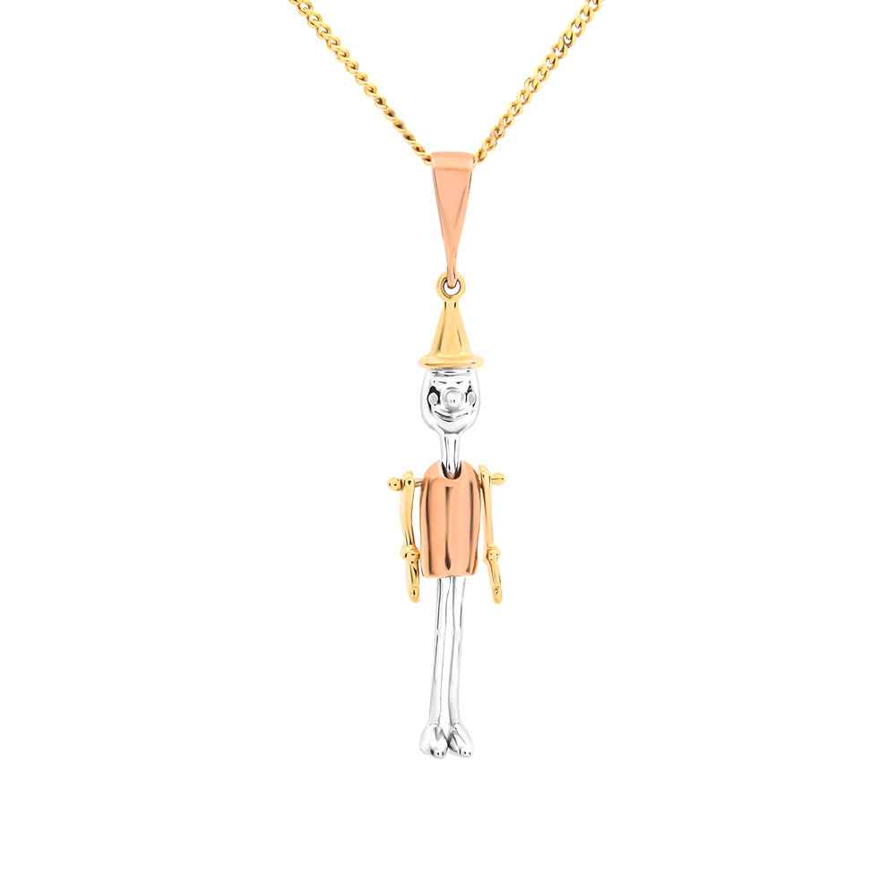 3tone 9ct gold Pinocchio Pendant