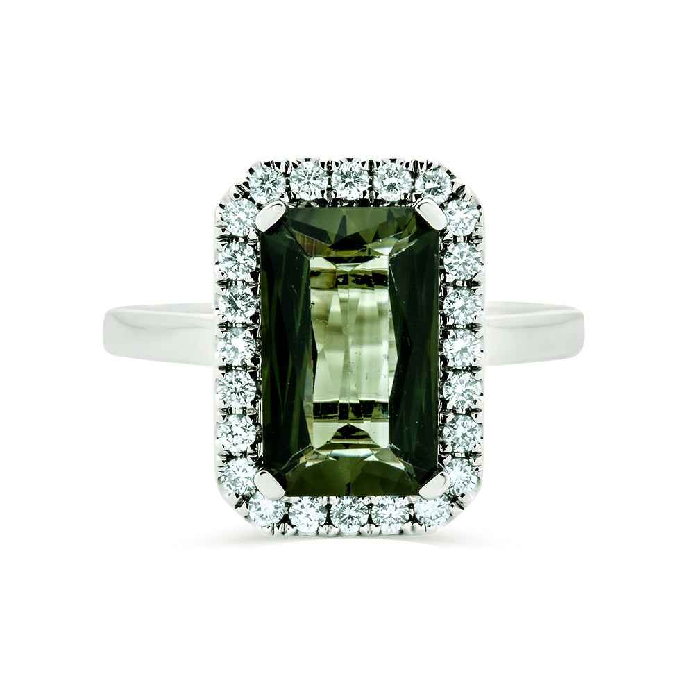 Green Tourmaline & Diamond Ring