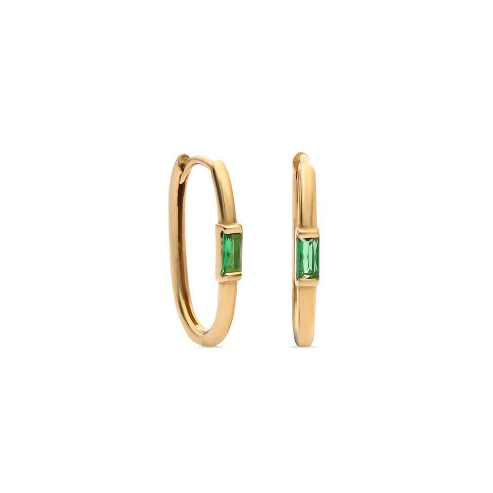 Green Stone Huggie Earrings
