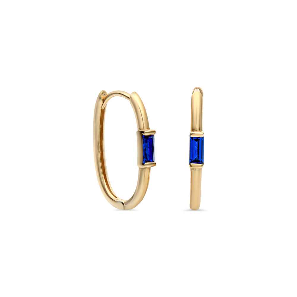 Synthetic Sapphire Huggie Earrings