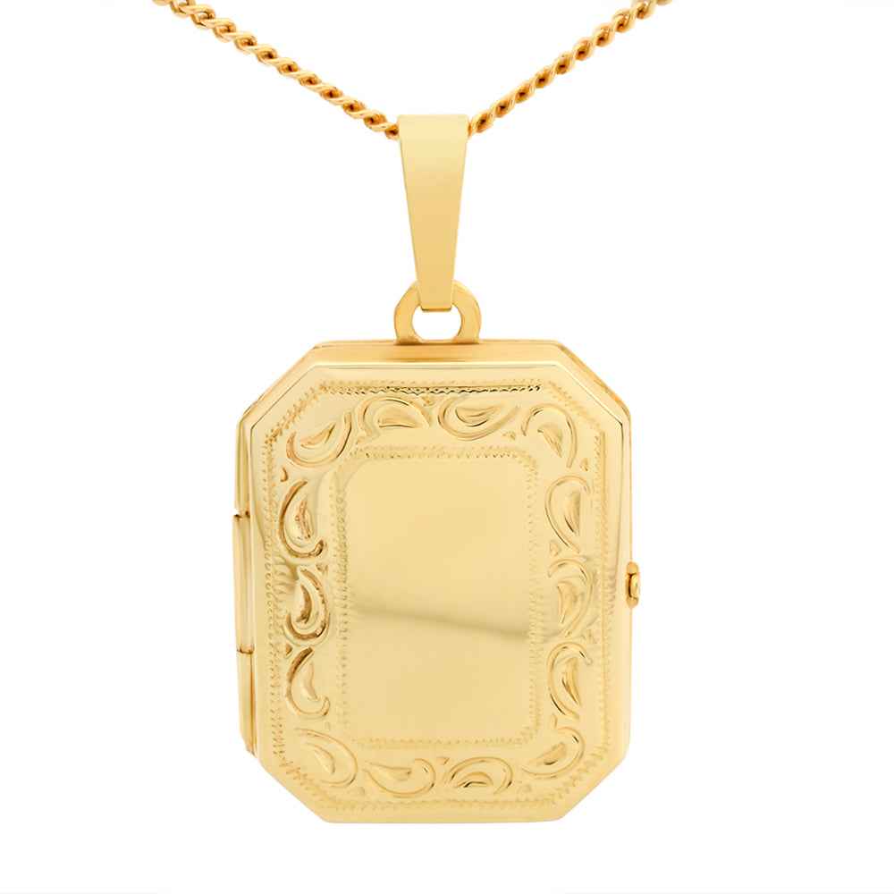 Rectangular Locket with Engraved Border