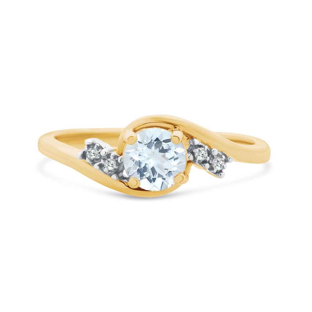 Aquamarine & Diamond Ring