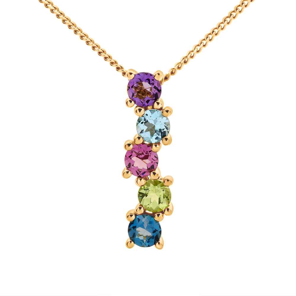 Amethyst, Topaz, Garnet & Peridot Pendant Necklace