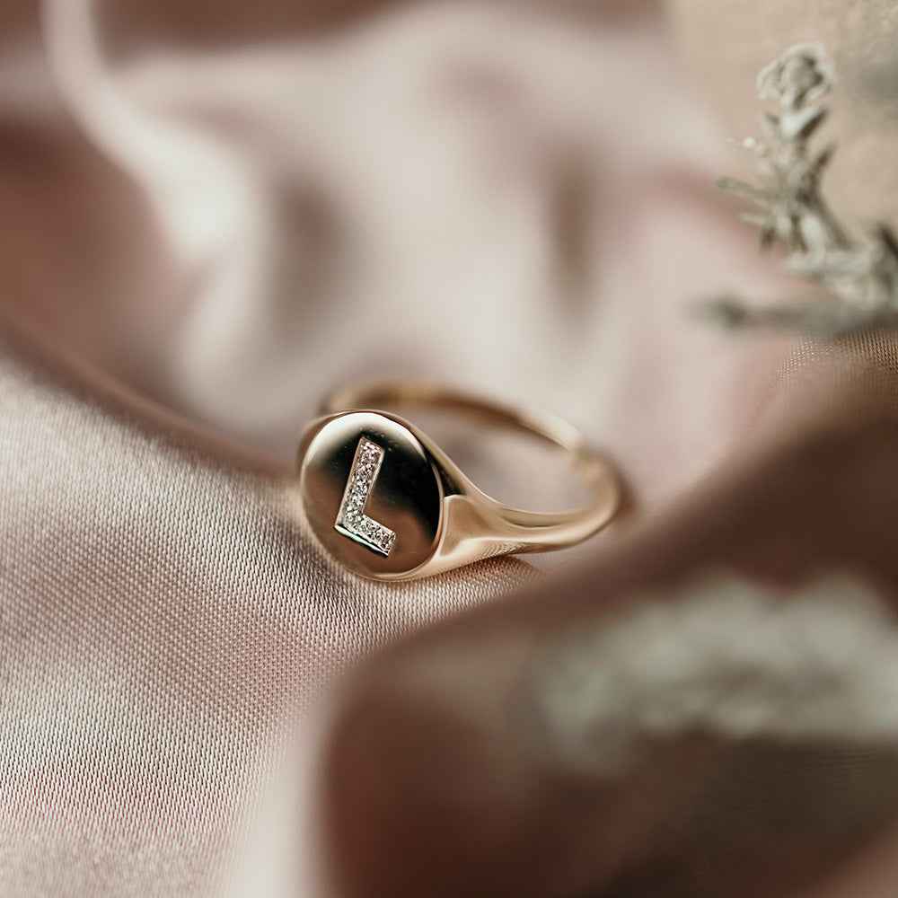 Personalised Diamond Initial Signet Ring - Watsons Jewellers