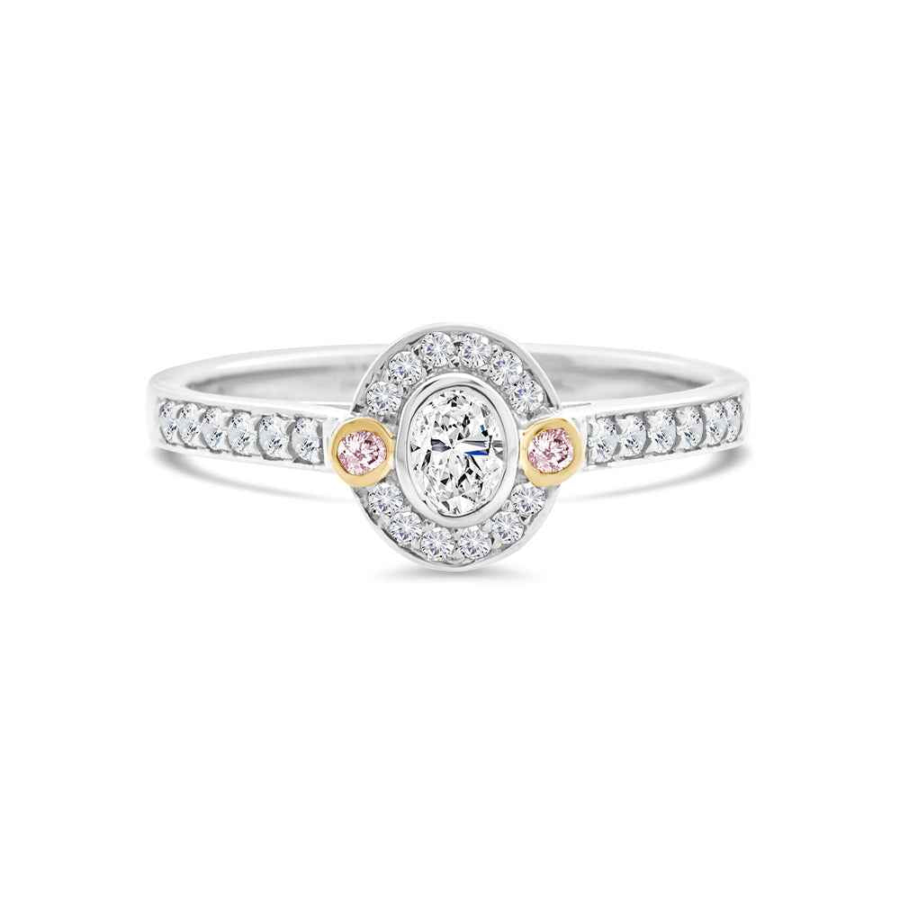 Oval Halo Pink Caviar Diamond Ring - Watsons Jewellers