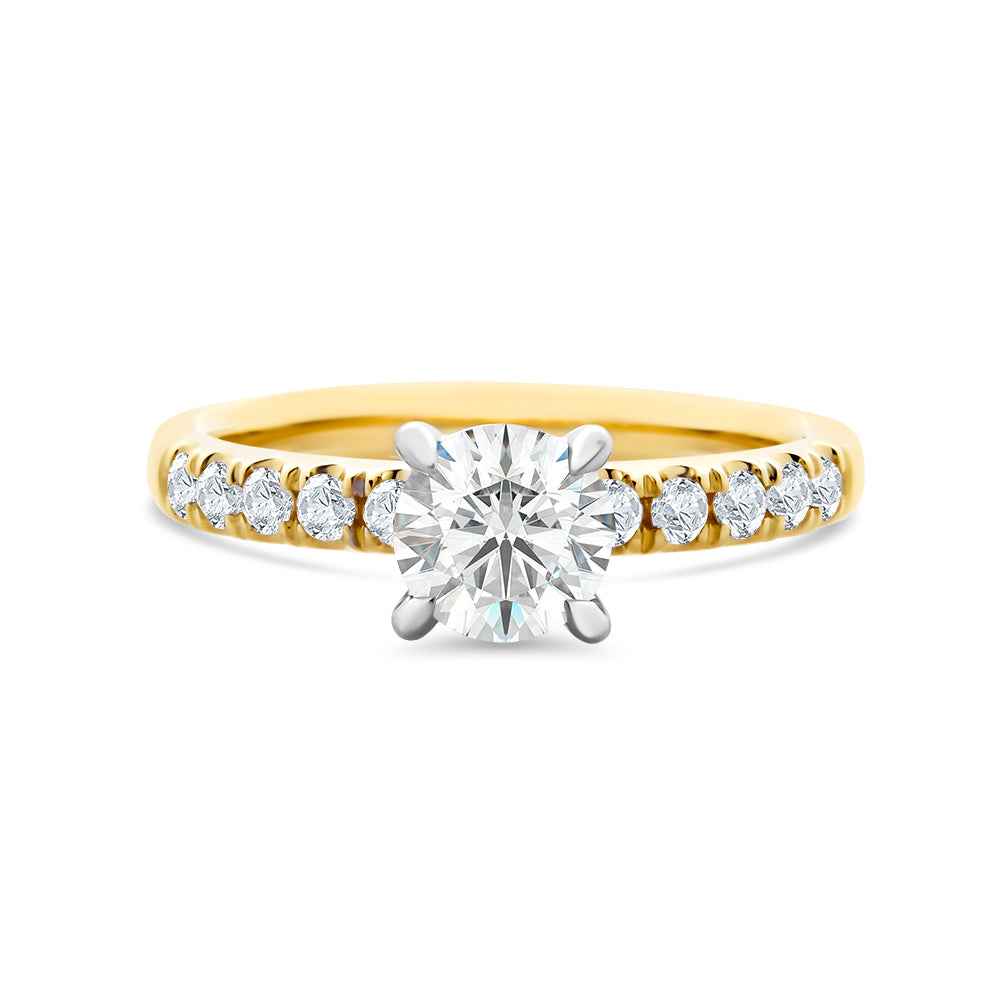 Round Brilliant Cut Lab Grown Diamond Solitaire with Shoulder Stones 0.95ct TDW - Watsons Jewellers