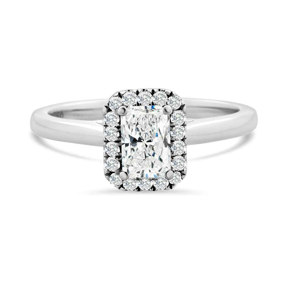 Radiant Cut Halo Diamond Ring 0.65ct TDW - Watsons Jewellers