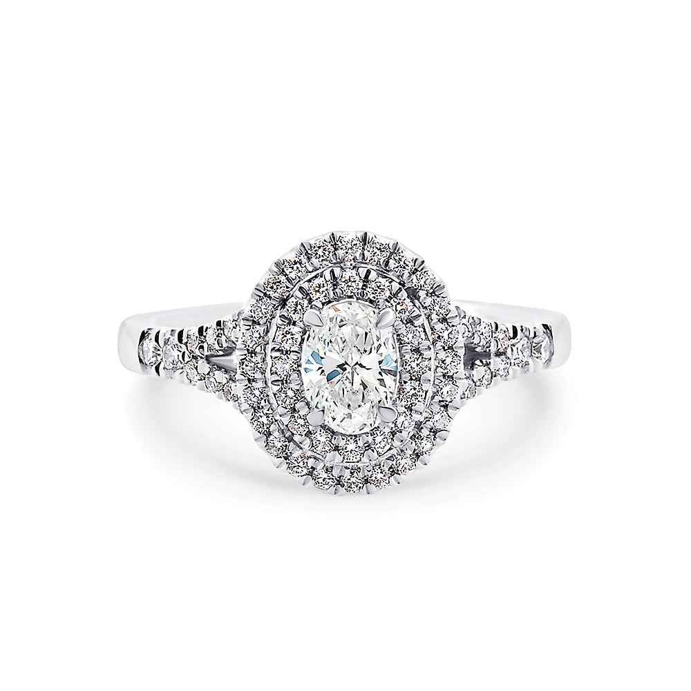 Oval Double Halo Ring - Watsons Jewellers