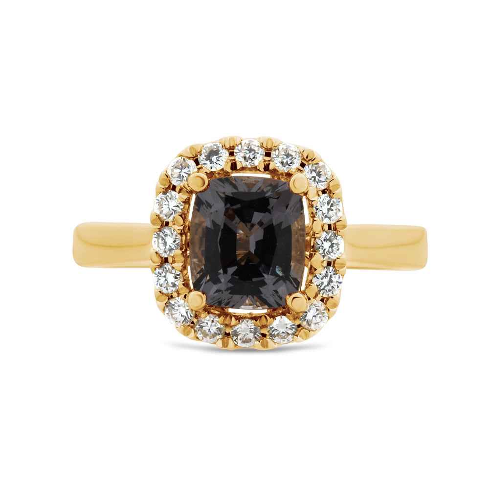 Grey Spinel & Diamond Ring