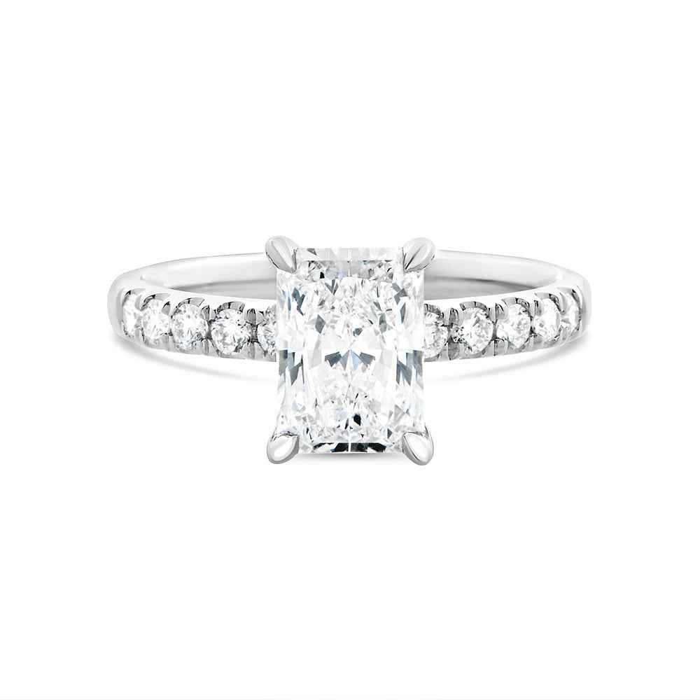 Radiant Cut Lab Grown Diamond Solitaire with Shoulder Diamonds 1.75ct - Watsons Jewellers