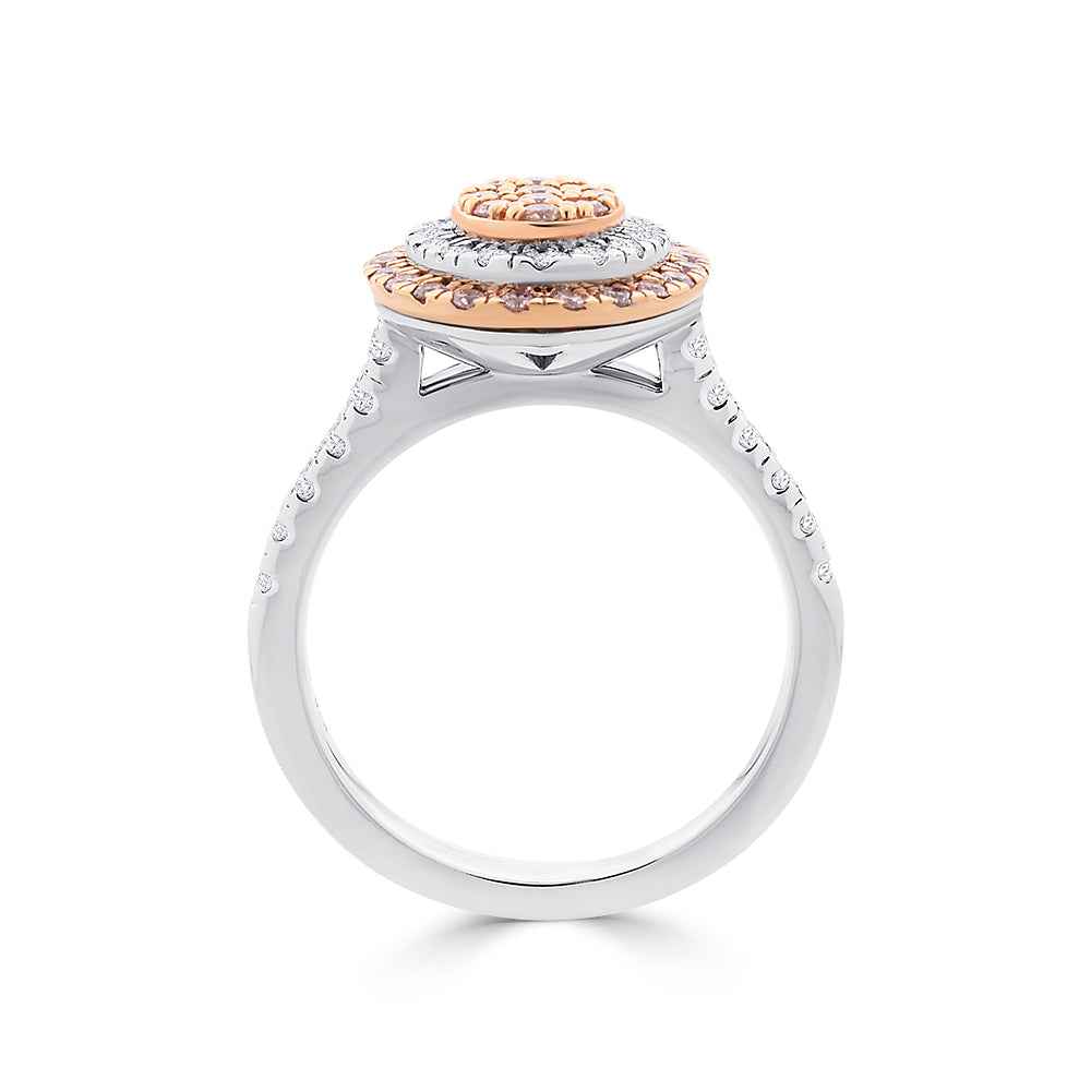 18CT W/RG CLAW & BEAD SET BLUSH PINK KIMBERLEY DIA RING .77CT TDW FLP - Watsons Jewellers