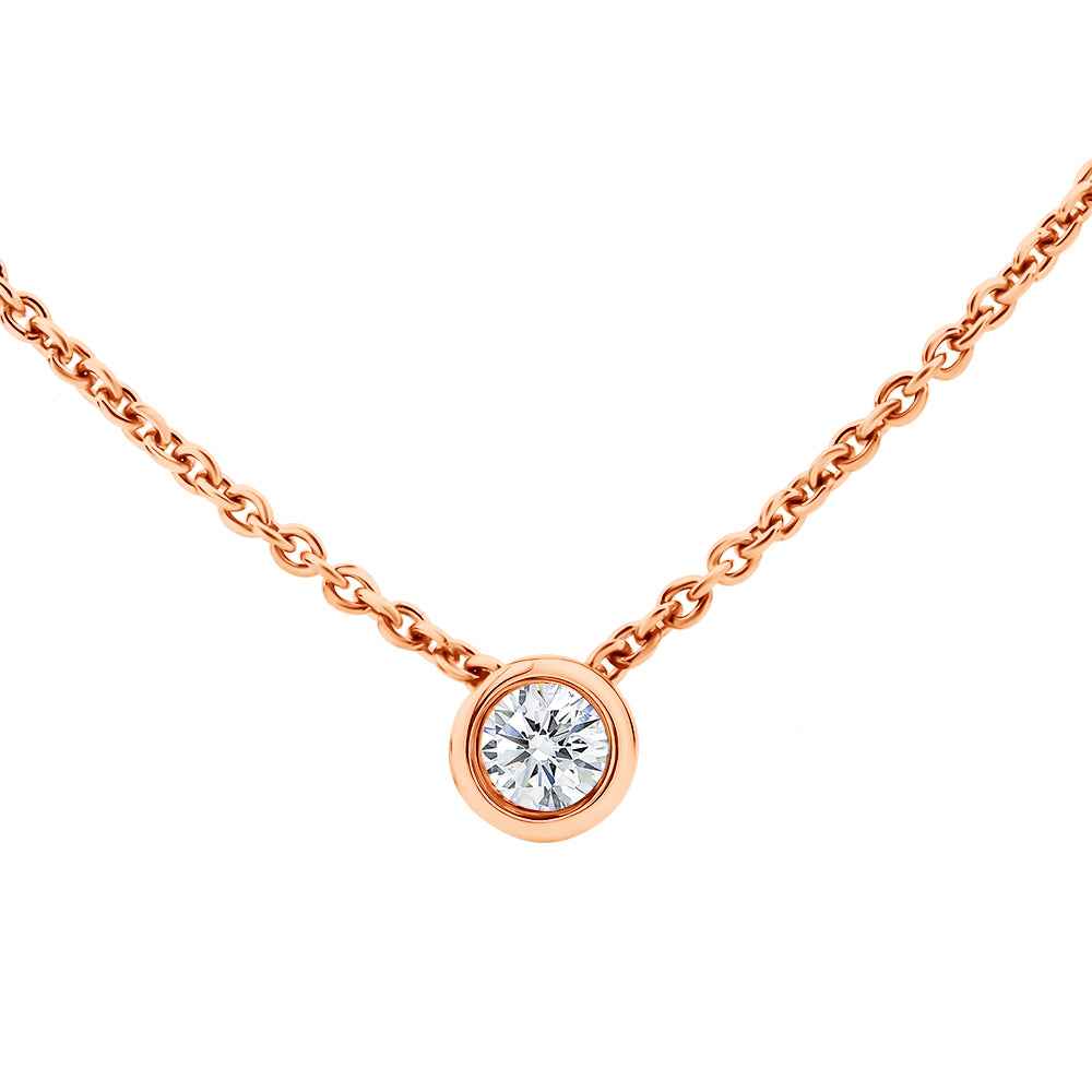 0.11CT Bezel Set Diamond Slider Pendant On Chain 9CT Rose Gold