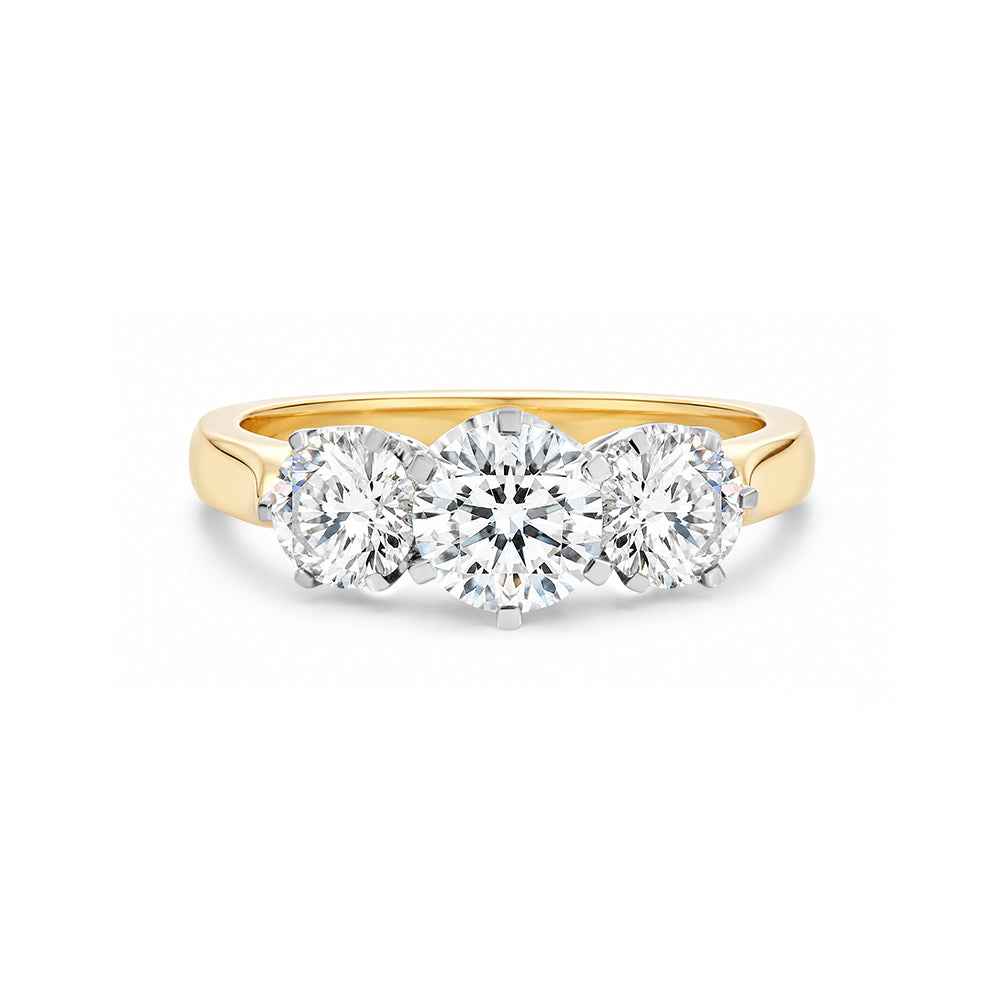 Round Brilliant Cut Mined Trilogy Diamond Ring 1.5ct - 2-Tone - Watsons Jewellers