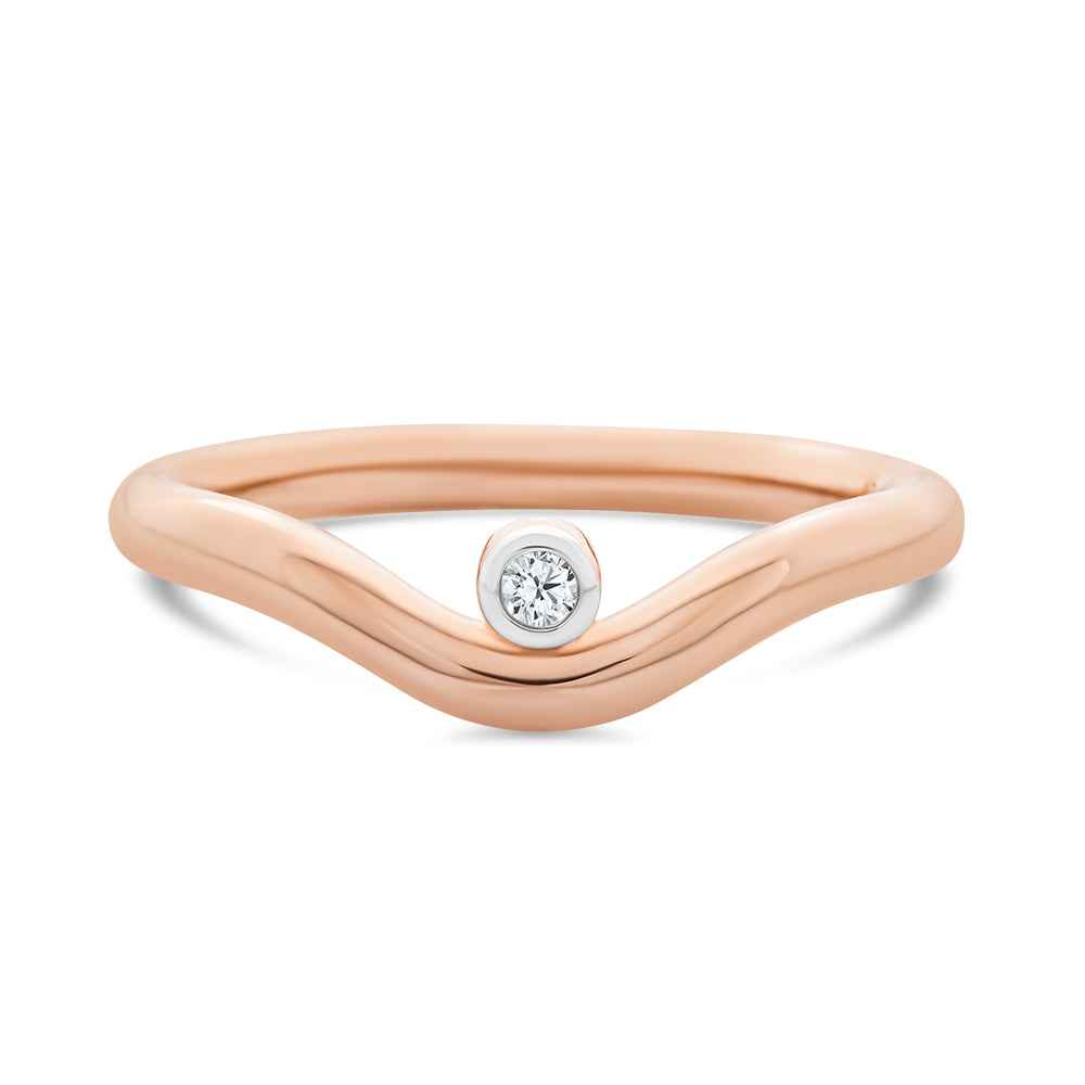 Rose Gold Bezel Set Diamond Wave Ring - Watsons Jewellers