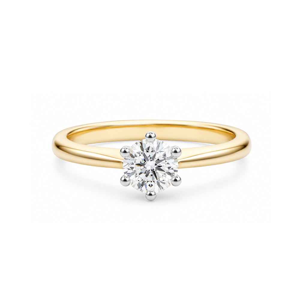 Round Brilliant Cut Mined Diamond Solitaire Ring 0.50ct - 2-Tone - Watsons Jewellers