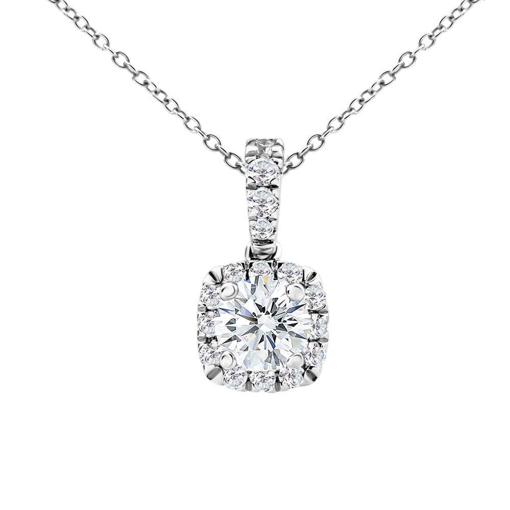 0.70CT Lab Grown Diamond Claw Set Cluster Diamond Pendant Necklace 9CT White Gold