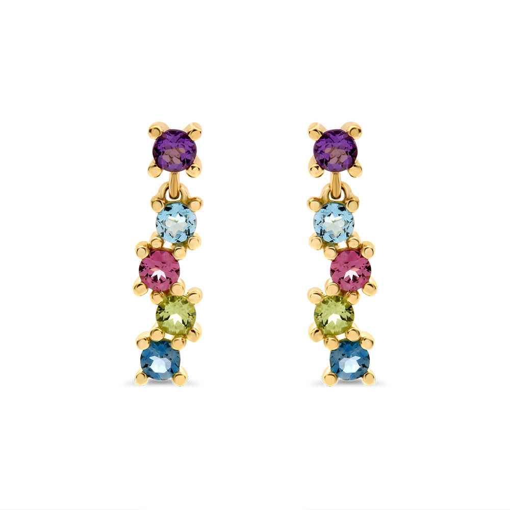 Amethyst, Topaz, Garnet & Peridot Stud Earrings