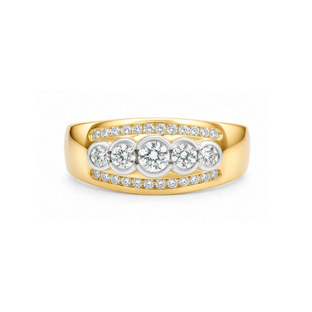 Bezel & Channel Set Mined Diamond Ring 0.50ct - 2-Tone