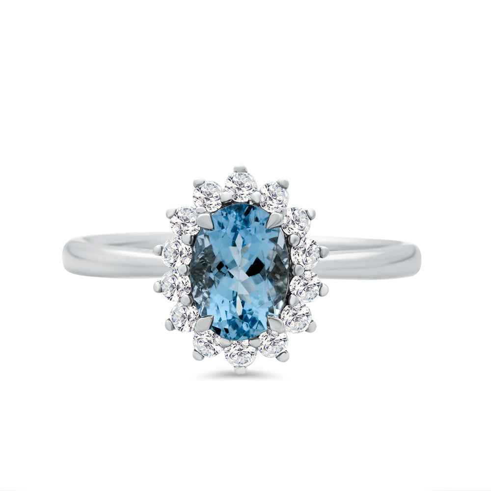 Aquamarine & Diamond Ring