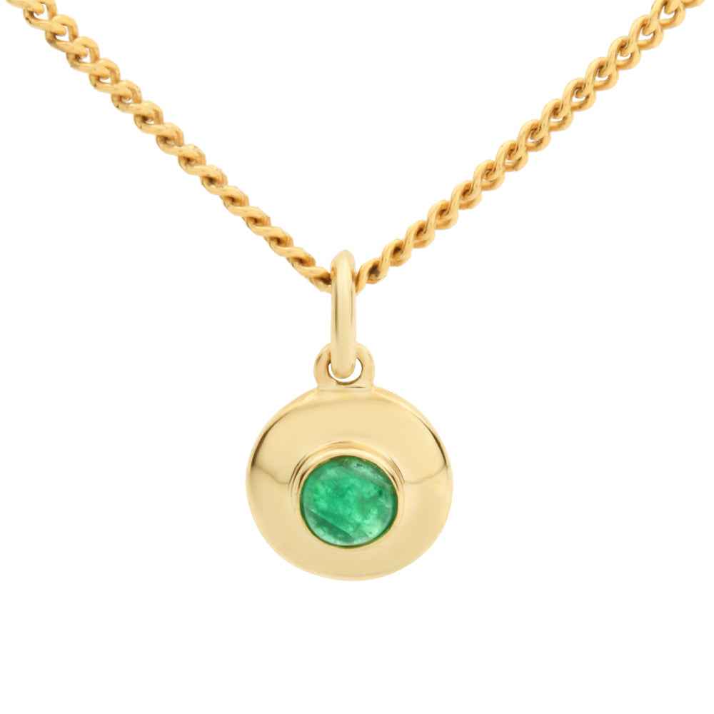 Cabochon Cut Bezel Set Emerald Pendant Necklace