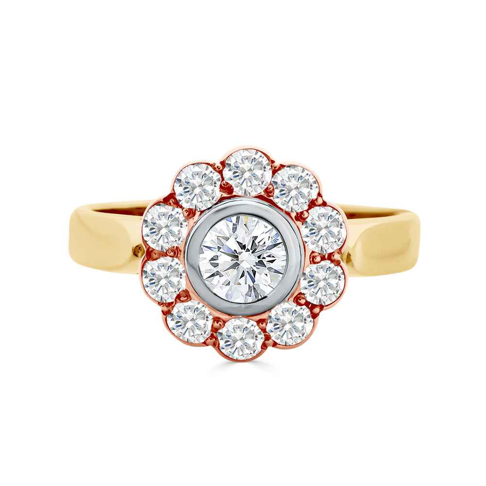 Three Tone Floral Design Diamond Ring - Watsons Jewellers