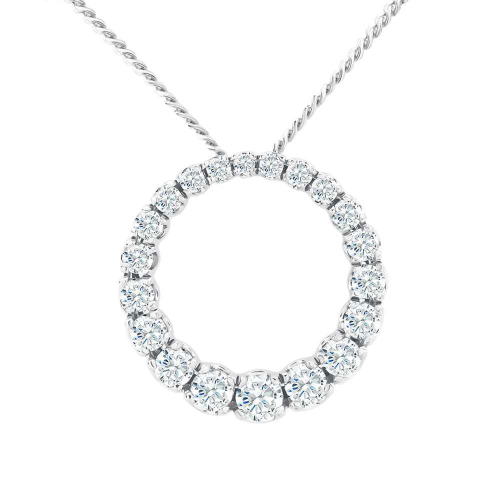 0.75CT Graduating Circular Claw Set Diamond Pendant 18CT White Gold
