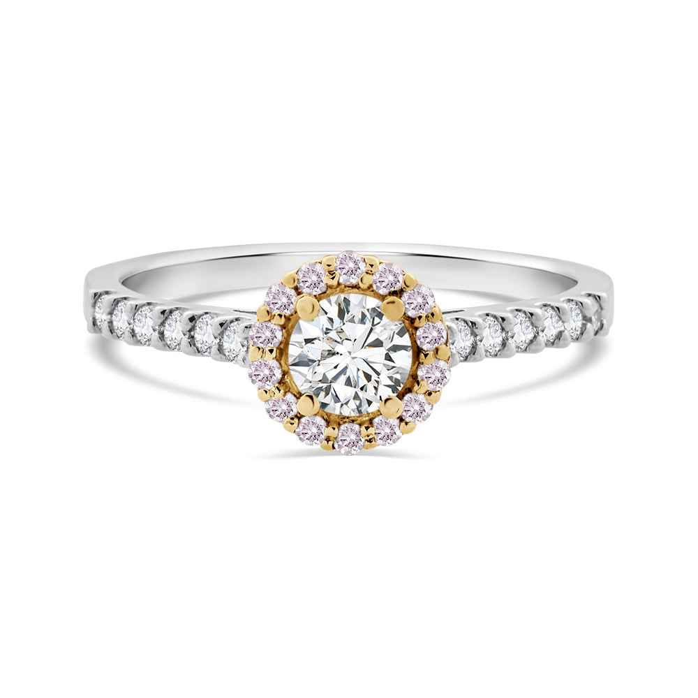 18CT W/RG CLAW SET PINK & WHT DIA RING .60CT TDW GH SI - Watsons Jewellers