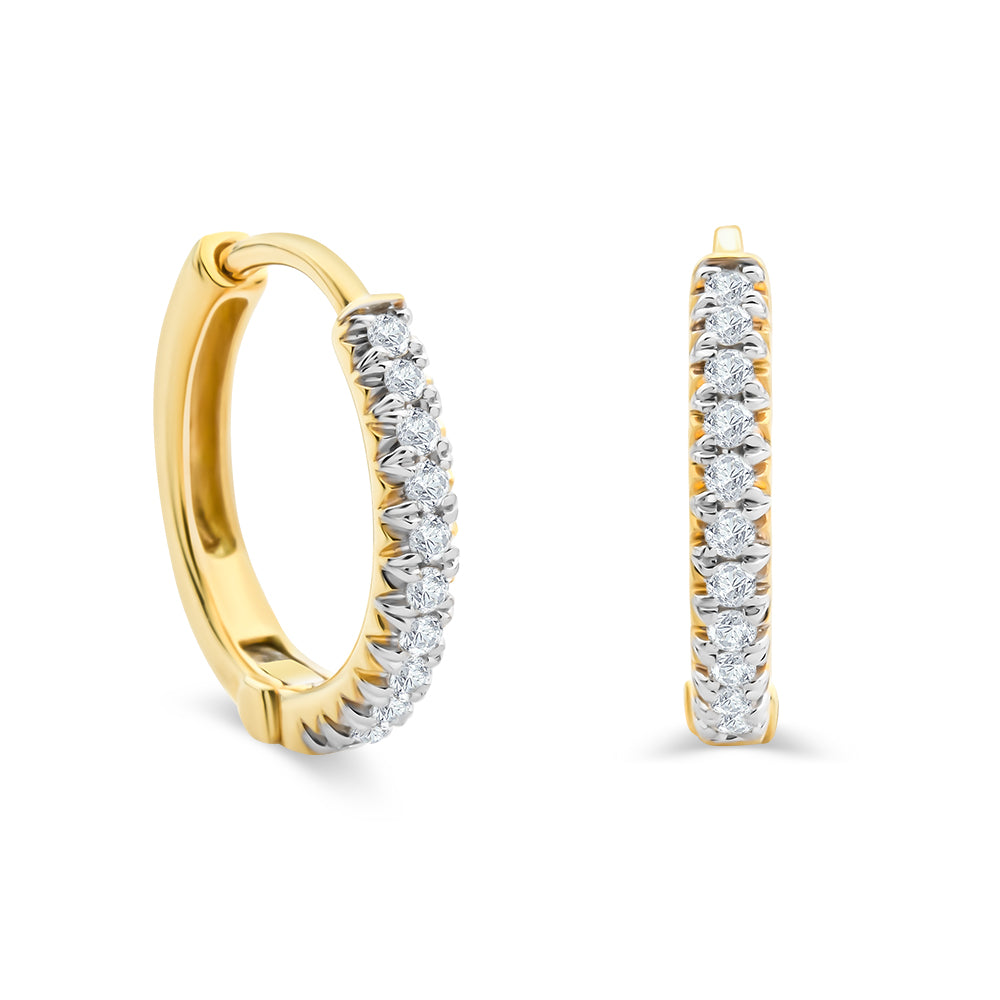 Diamond Claw Set Huggie Earrings in 9ct Rose Gold main image 0