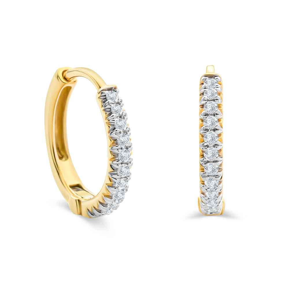 12mm Claw Set Diamond Huggie Earrings