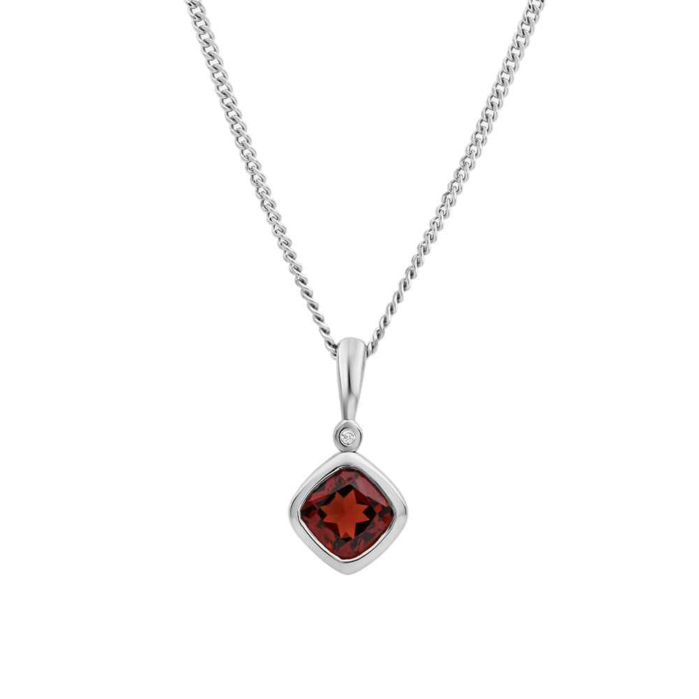 Cushion Cut Garnet & Diamond Necklace